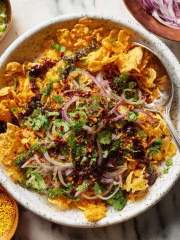Mixed Plate Aloo Chana Chaat - Street Style Recipe