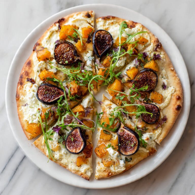 Fig Pizza with Roasted Butternut Squash, Caramelized Onions, and Goat Cheese Recipe
