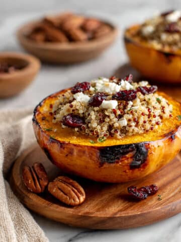 Stuffed Acorn Squash with Quinoa, Pear, Cranberries, and Goat Cheese Recipe