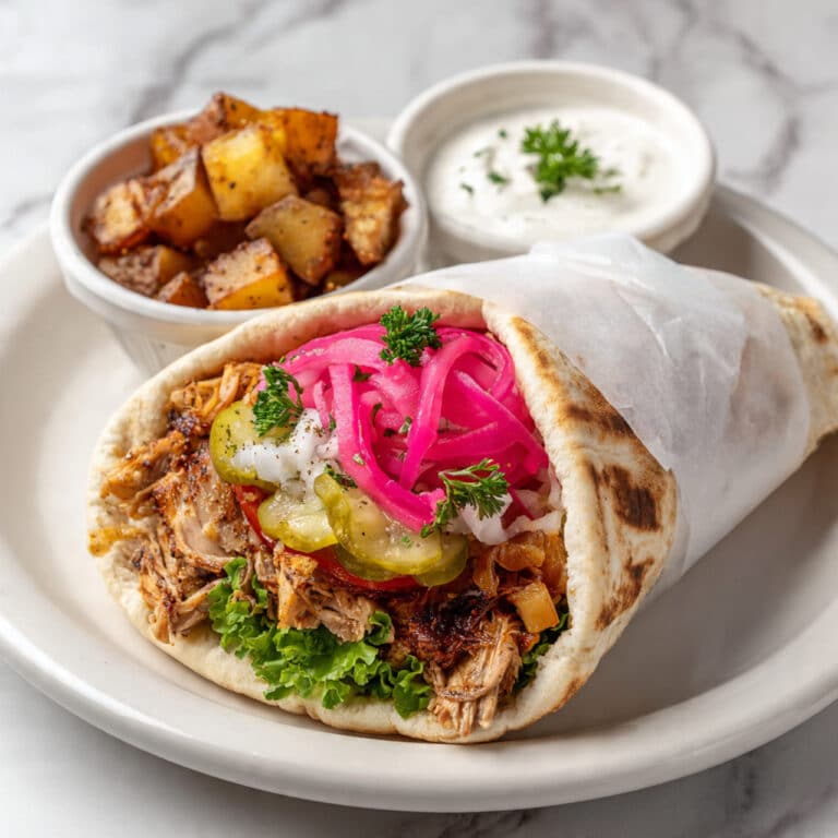 Beef Shawarma with Tahini Sauce and Fresh Mediterranean Toppings Recipe