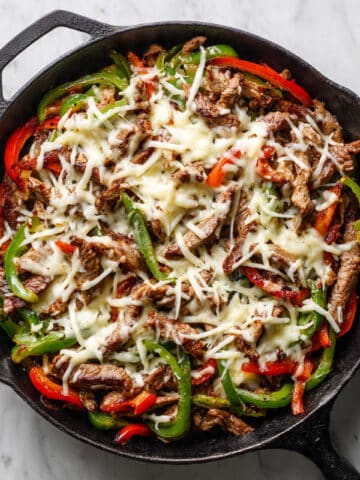 Philly Cheesesteak Skillet with Mushrooms, Peppers, and Cheese Recipe