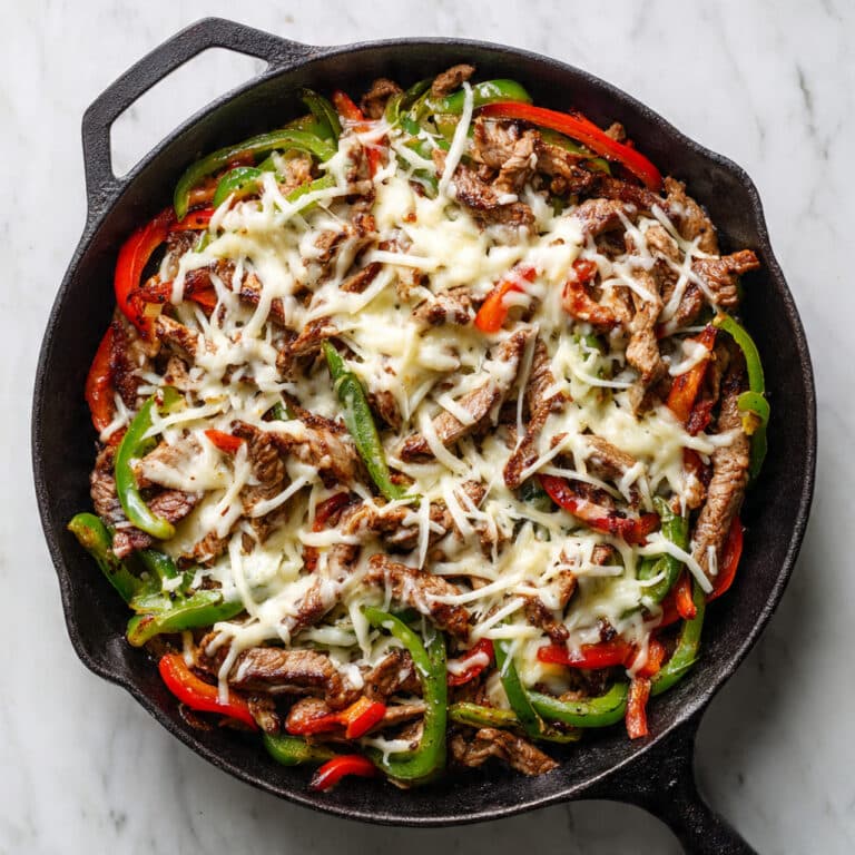 Philly Cheesesteak Skillet with Mushrooms, Peppers, and Cheese Recipe