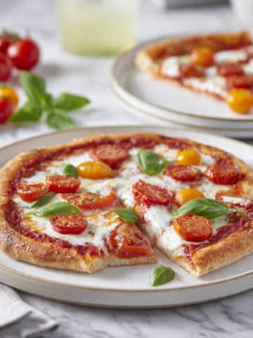 Flatbread Pizza with Fresh Mozzarella and Cherry Tomatoes Recipe