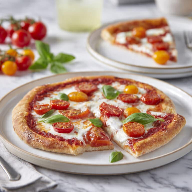 Flatbread Pizza with Fresh Mozzarella and Cherry Tomatoes Recipe