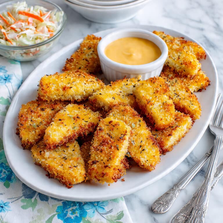 Baked Parmesan Fish Sticks with Creamy Dipping Sauce Recipe