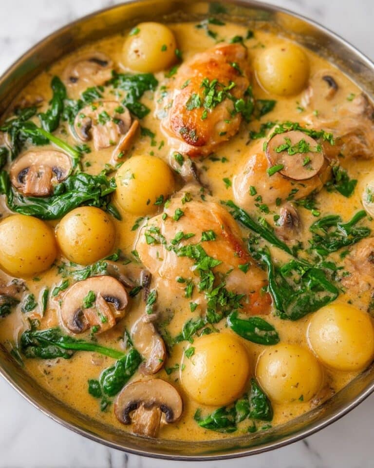 Creamy Coconut Chicken Thighs with Potatoes and Spinach Recipe