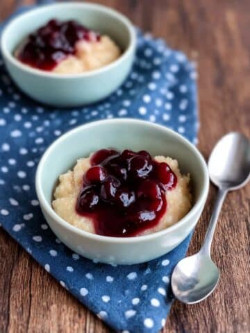 Baked Rice Pudding with Cinnamon, Berry Jam, and Cream Recipe
