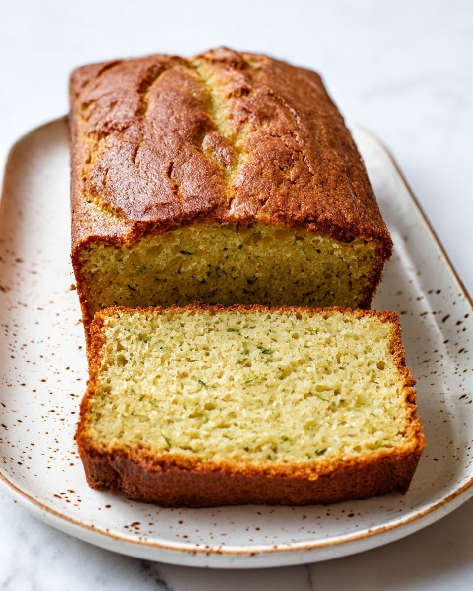A rectangular loaf cake with a rough brown crust sits on a white plate on a white marbled surface. The cake has one visible slice cut and laying beside it. The inside of the cake is moist and light green with small dark green bits. On top, there is one thick layer of smooth white frosting that slightly drips down the sides. The frosting is covered with a generous sprinkle of chopped green and brown pistachio nuts. Some nuts are scattered on the plate around the cake. photo taken with an iphone --ar 4:5 --v 7