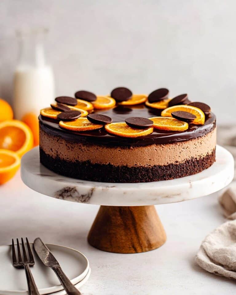 Chocolate Orange Cheesecake with Candied Orange Slices and Chocolate Ganache Recipe