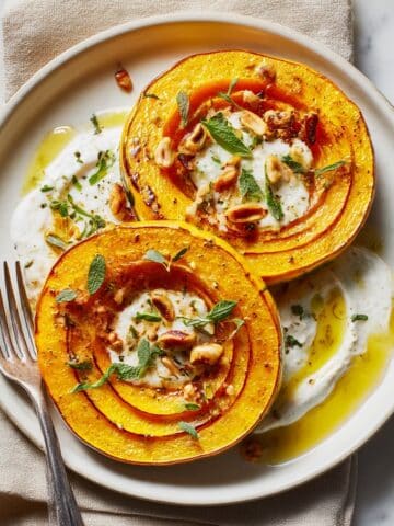Roasted Hasselback Butternut Squash with Garlic Yogurt Dip Recipe