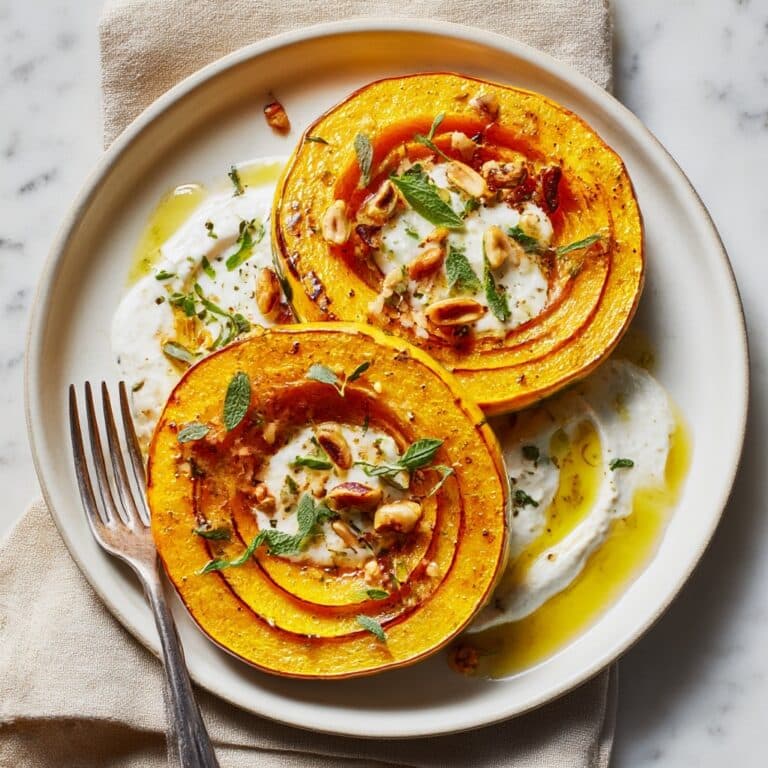 Roasted Hasselback Butternut Squash with Garlic Yogurt Dip Recipe