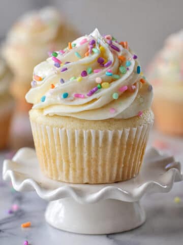 Moist Vanilla Cupcakes with Fluffy Vanilla Buttercream Recipe