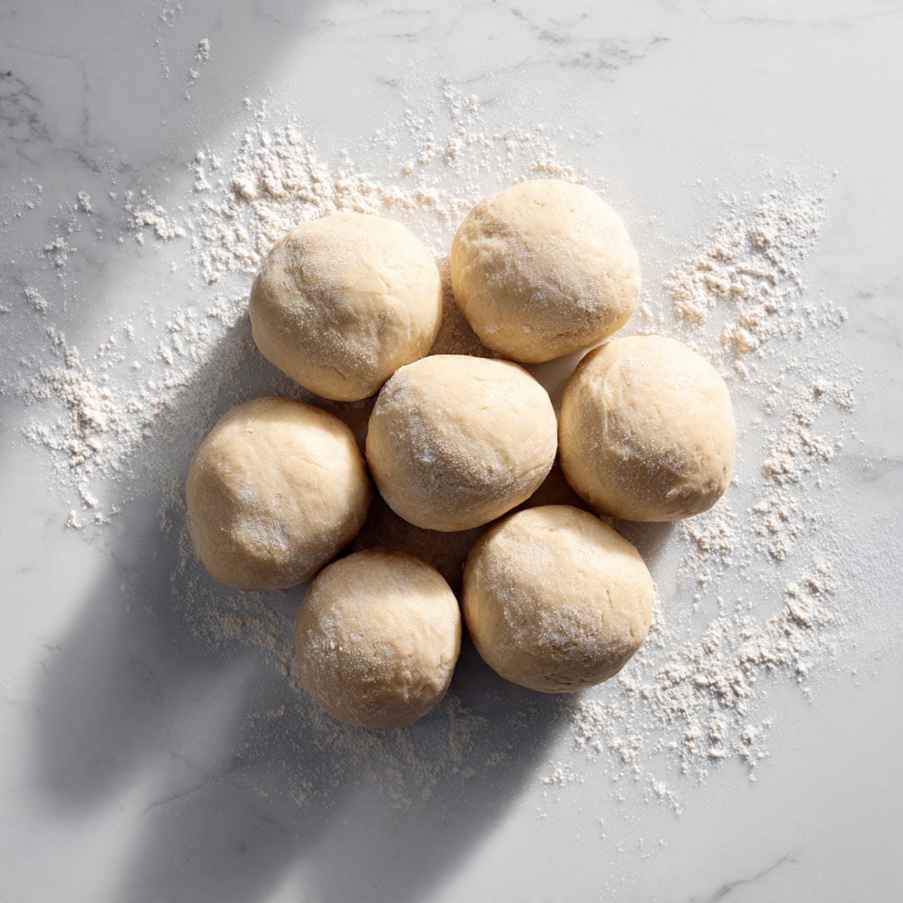 The image shows a close-up of several soft, golden-brown twisted bread rolls tightly packed together. Each roll has a light, fluffy texture with a slightly shiny surface and subtle browning on the top curves. Small green parsley flakes are scattered over the rolls, adding a fresh pop of color. Coarse grains of salt are also visible on the surface, enhancing the texture. The background is a white marbled texture. photo taken with an iphone --ar 4:5 --v 7