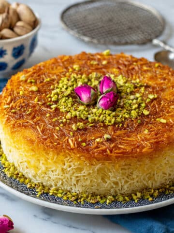 Palestinian Knafeh with Cheese and Pistachios Recipe