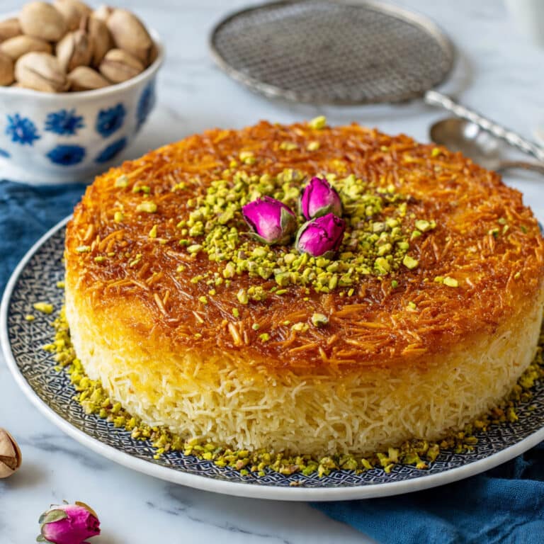 Palestinian Knafeh with Cheese and Pistachios Recipe
