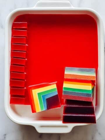 Rainbow Jello with Layered Milk and Fruit Flavors Recipe