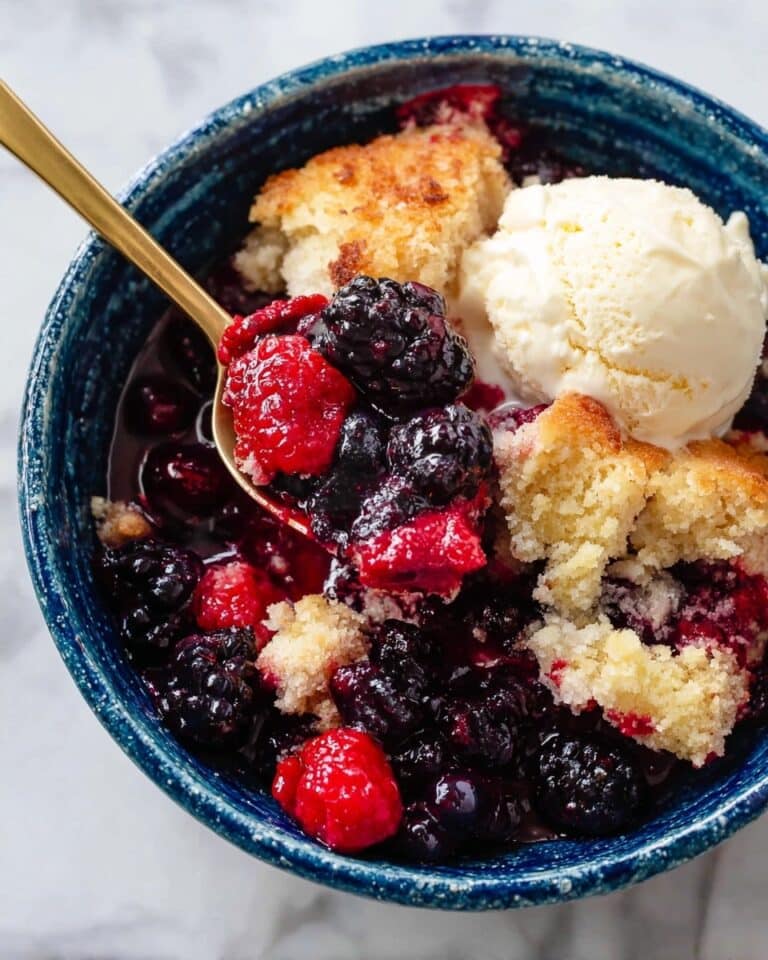 Berry Cobbler with Vanilla Ice Cream Recipe