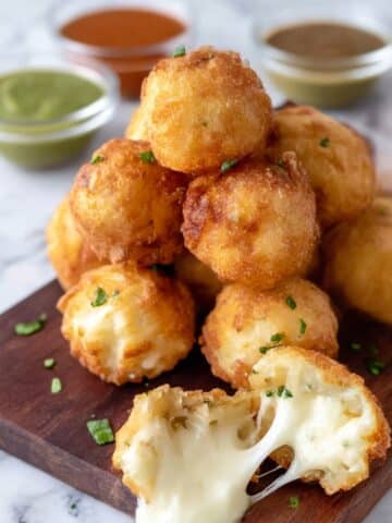 Fried Yuca Balls with Mozzarella and Guava Paste Sauce Recipe