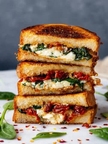 Feta and Spinach Grilled Cheese Sandwich with Sun-Dried Tomatoes Recipe