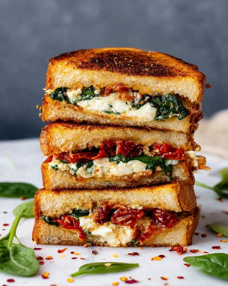 Feta and Spinach Grilled Cheese Sandwich with Sun-Dried Tomatoes Recipe