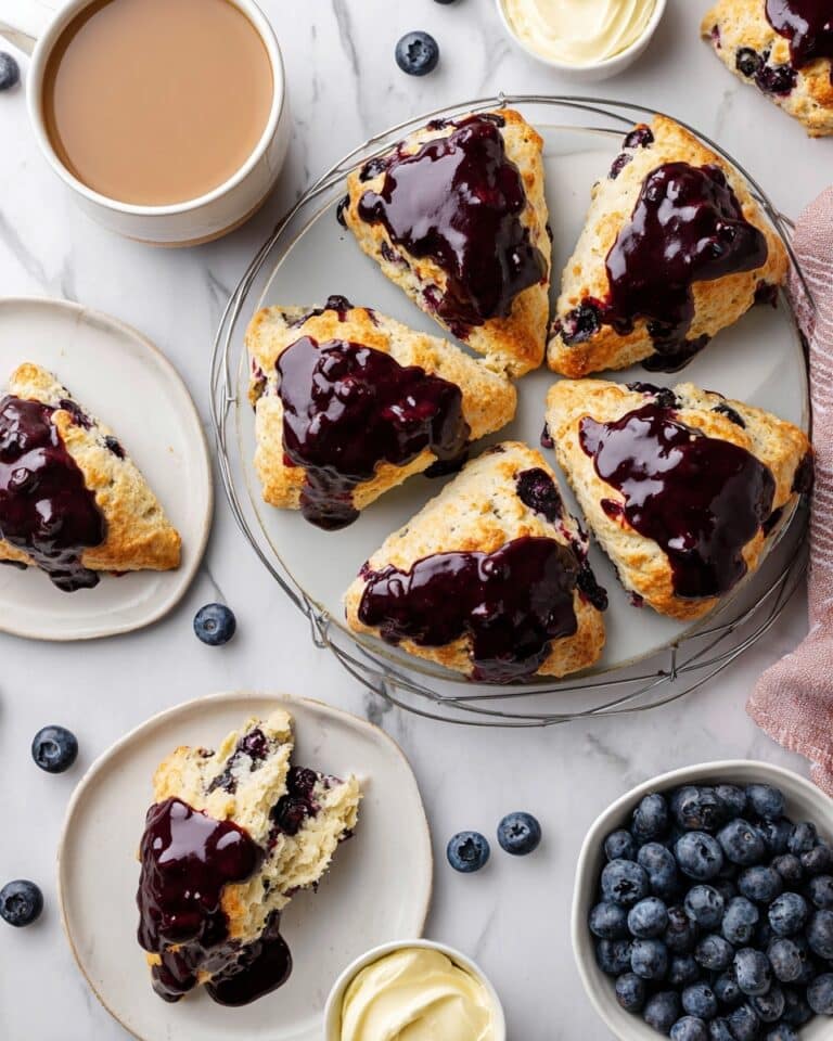 Blueberry Scones with Lemon Blueberry Glaze Recipe