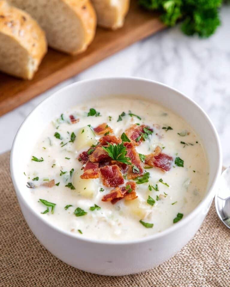 Creamy Homemade Clam Chowder with Bacon, Potatoes, and Herbs Recipe