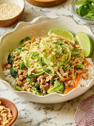 20 Minute Ground Chicken Peanut Crunch Bowls Recipe
