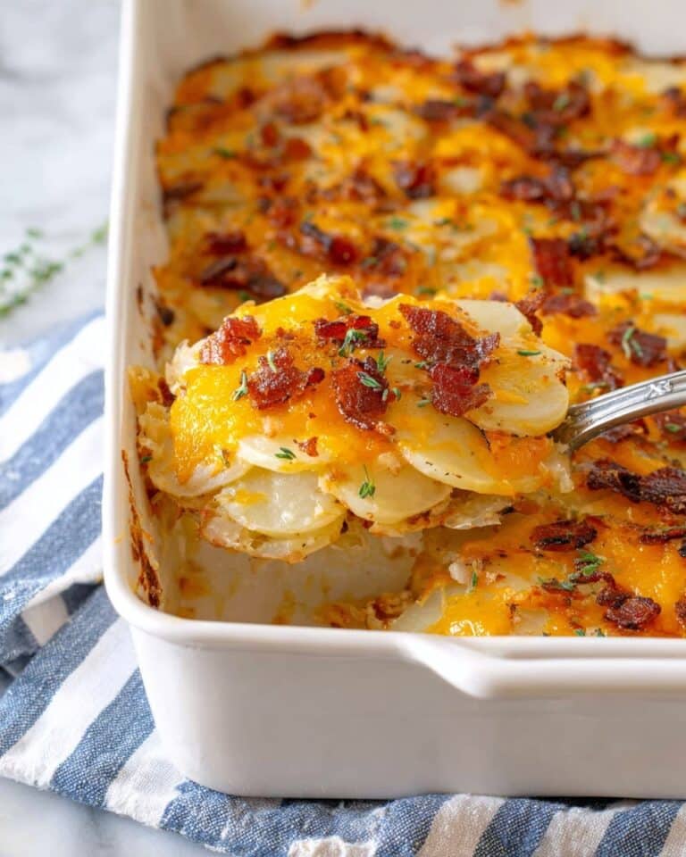 Cheesy Potatoes Au Gratin with Bacon Recipe