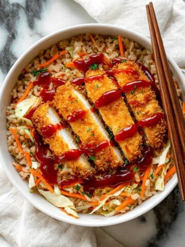 Crispy Air Fryer Tofu Katsu with Crunchy Cabbage Salad and Peanut Lime Dressing Recipe