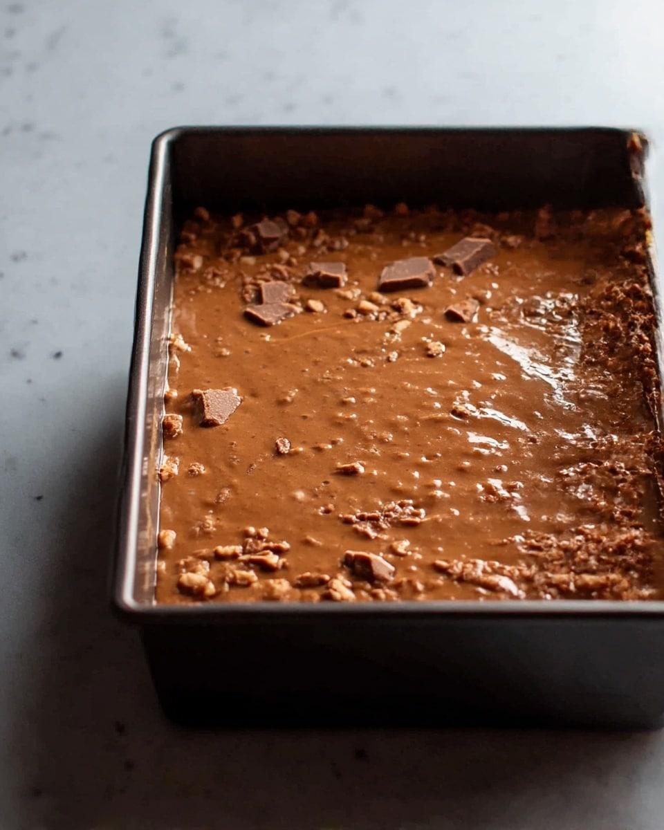 A close-up view of a rich, dark brown chocolate brownie square on a white plate, showing a slightly shiny and cracked top layer with some chocolate chips embedded in it. The texture is dense and moist inside, with a few crumbs around the edges. The plate sits on a white marbled surface, with a blurry checkered blue and white fabric in the background. photo taken with an iphone --ar 4:5 --v 7