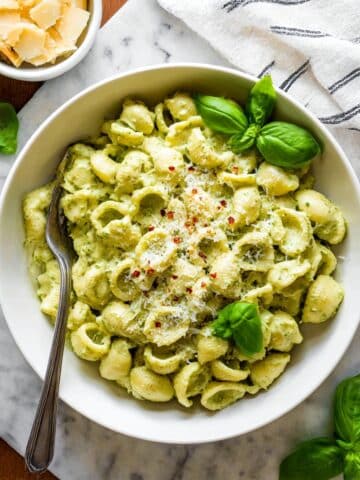 Cottage Cheese Creamy Pesto Pasta Recipe