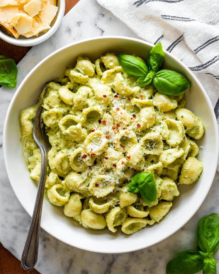 Cottage Cheese Creamy Pesto Pasta Recipe