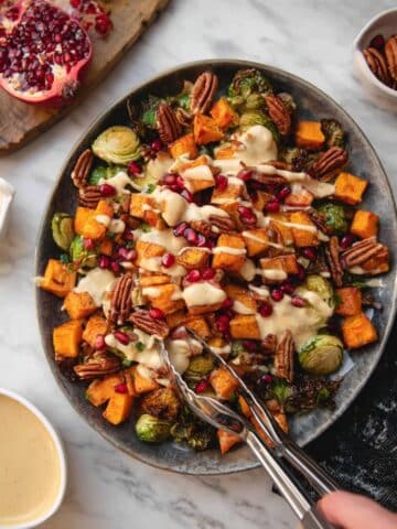 Oven Roasted Vegetables with Maple Tahini Sauce Recipe