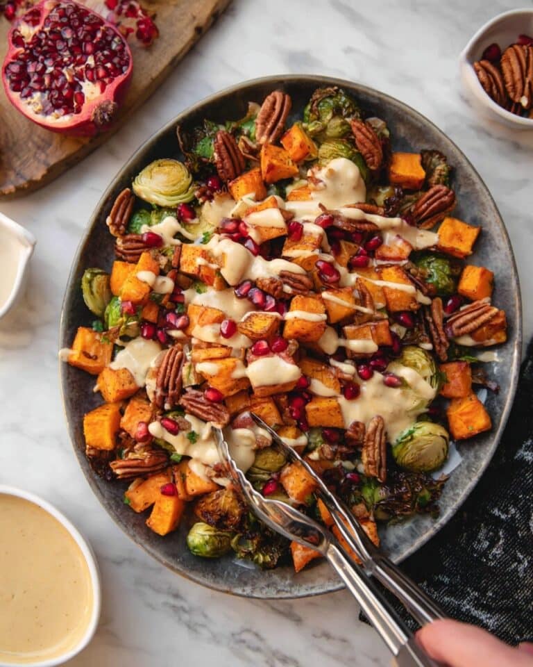 Oven Roasted Vegetables with Maple Tahini Sauce Recipe