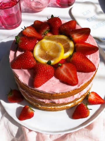Strawberry-Lemonade Cake with Fresh Strawberry Jam and Cream Cheese Frosting Recipe