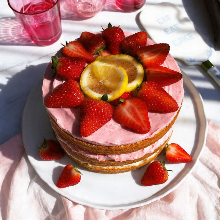 Strawberry-Lemonade Cake with Fresh Strawberry Jam and Cream Cheese Frosting Recipe