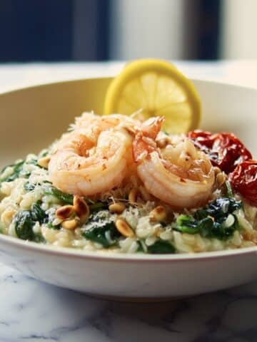 Pesto Risotto with Seared Shrimp Recipe