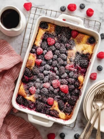 Sweet Croissant Breakfast Casserole with Berries and Lemon Glaze Recipe