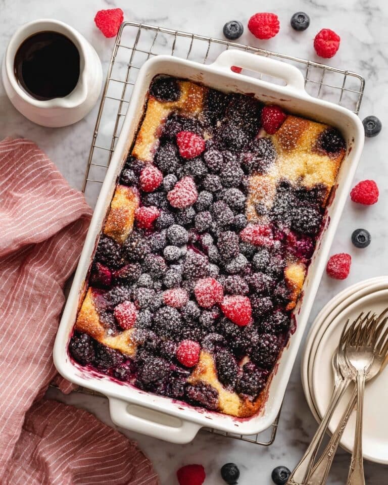 Sweet Croissant Breakfast Casserole with Berries and Lemon Glaze Recipe