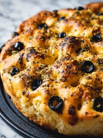 Overnight Sourdough Focaccia with Olives Recipe