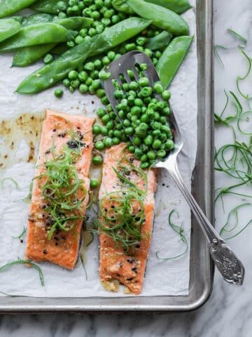Miso Salmon with Spring and Snap Peas Recipe