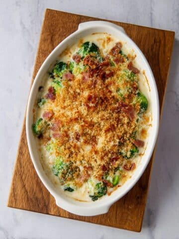 Cheesy Bacon Brussels Sprouts Casserole Recipe