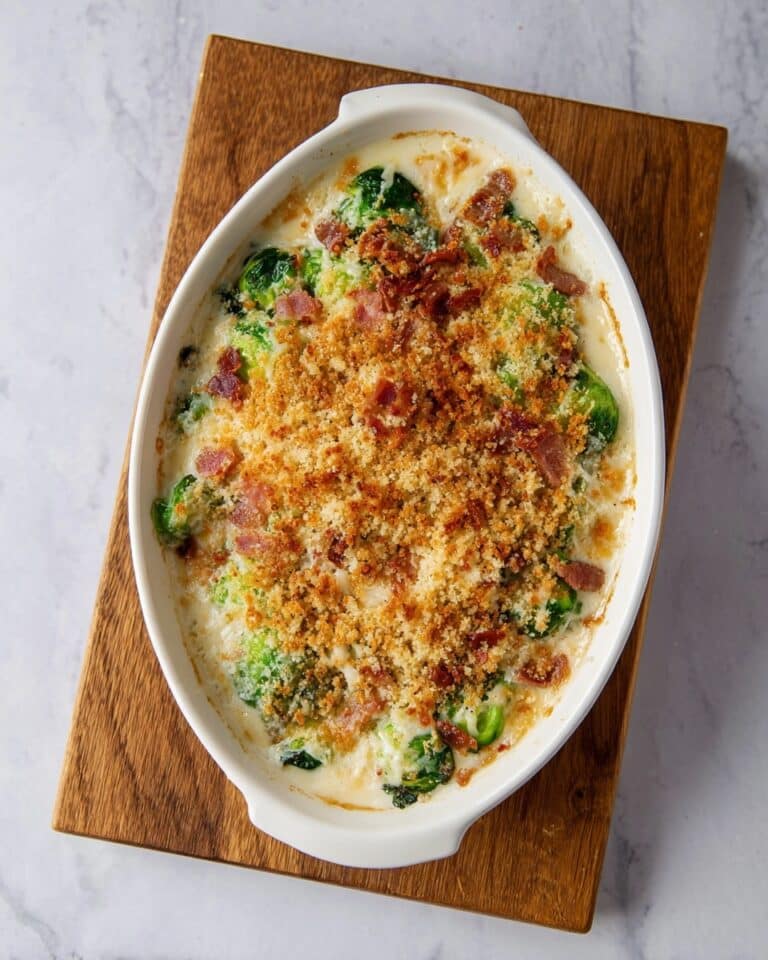 Cheesy Bacon Brussels Sprouts Casserole Recipe