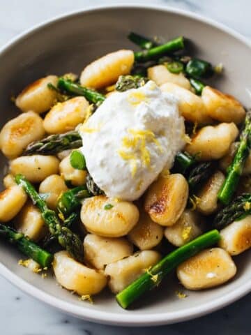 Crispy Gnocchi with Asparagus and Lemon Ricotta Recipe