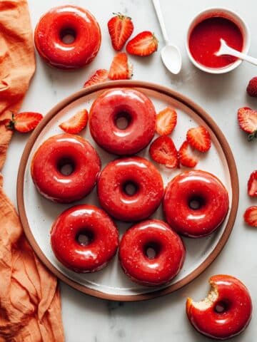 Easy Baked Vegan Strawberry Donuts with Glaze Recipe