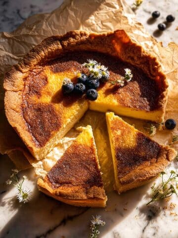 Custardy Burnt Basque Blueberry Cheesecake Recipe