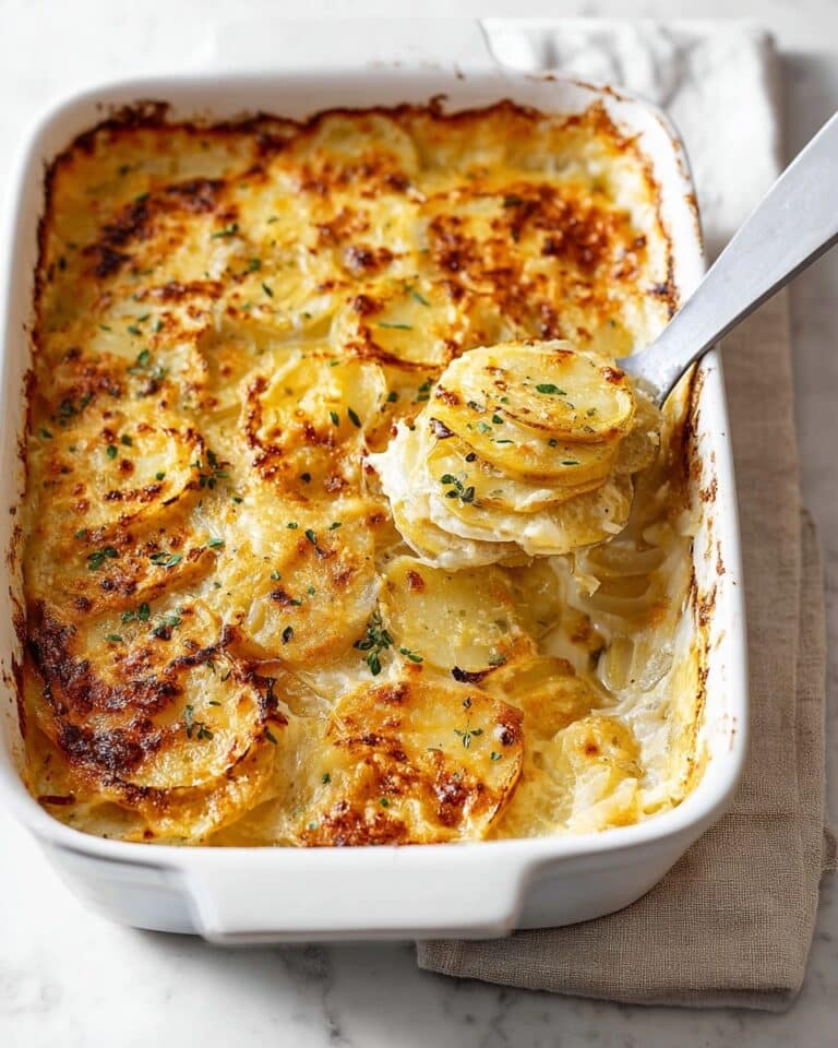Cheesy Scalloped Potatoes with Garlic and Thyme Recipe