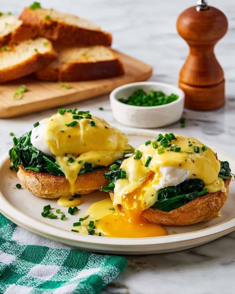 Eggs Florentine with Hollandaise Sauce and Wilted Spinach Recipe