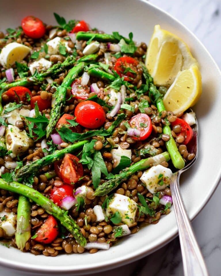 Lemony Lentil Salad with Asparagus, Tomatoes, and Feta Recipe