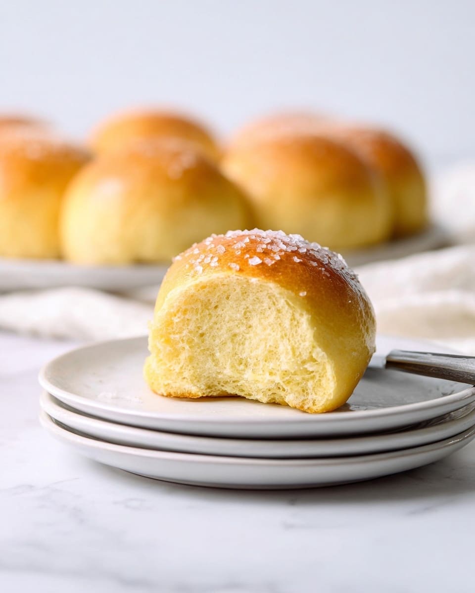 A white rectangular baking dish holds twelve golden brown dinner rolls arranged in four rows of three. Each roll has a smooth, round top with a slightly darker baked hue, and soft textured sides touching each other. The dish rests on a light gray cloth napkin on a white marbled surface, emphasizing the warm color of the bread. photo taken with an iphone --ar 4:5 --v 7